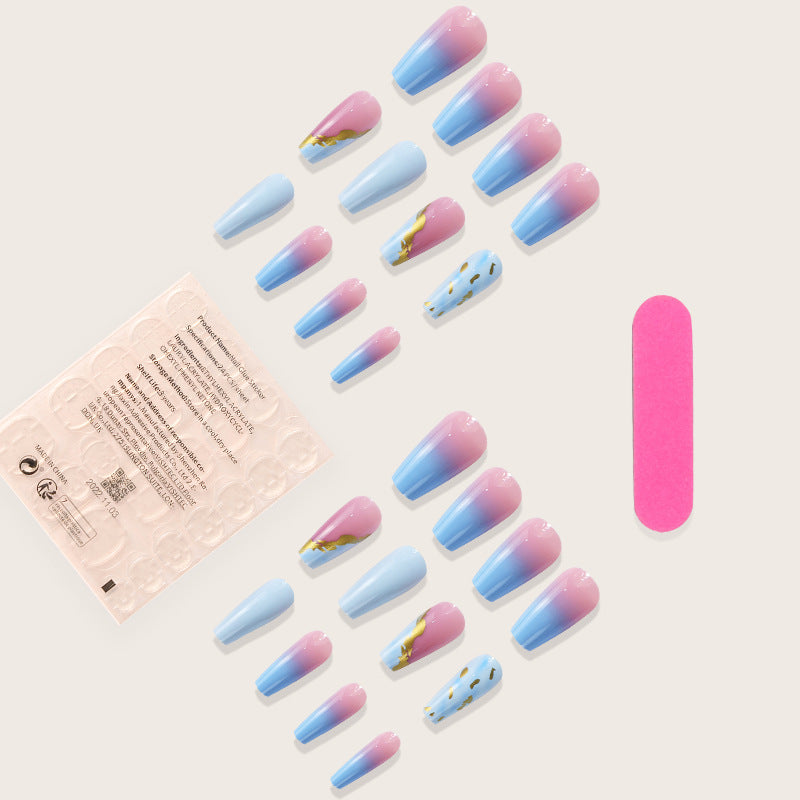 Wholesale Blue Halo Dyed Medium and Long Plastic Fake Nail Patches