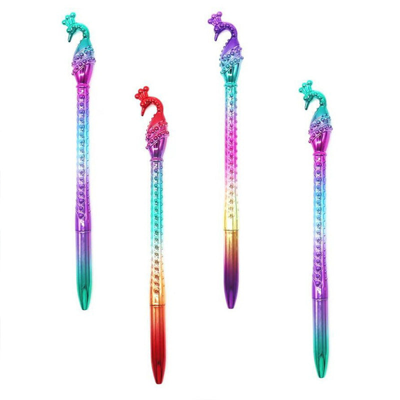 Wholesale Plastic Color Random Black Refill Peacock Ball Pen