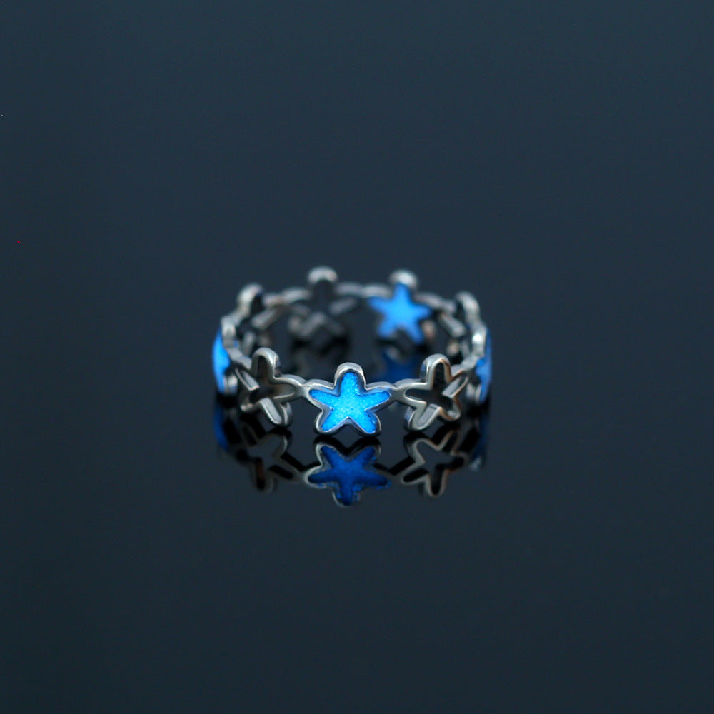 Venta al por mayor Anillos luminosos de mariposa de corazón de acero inoxidable