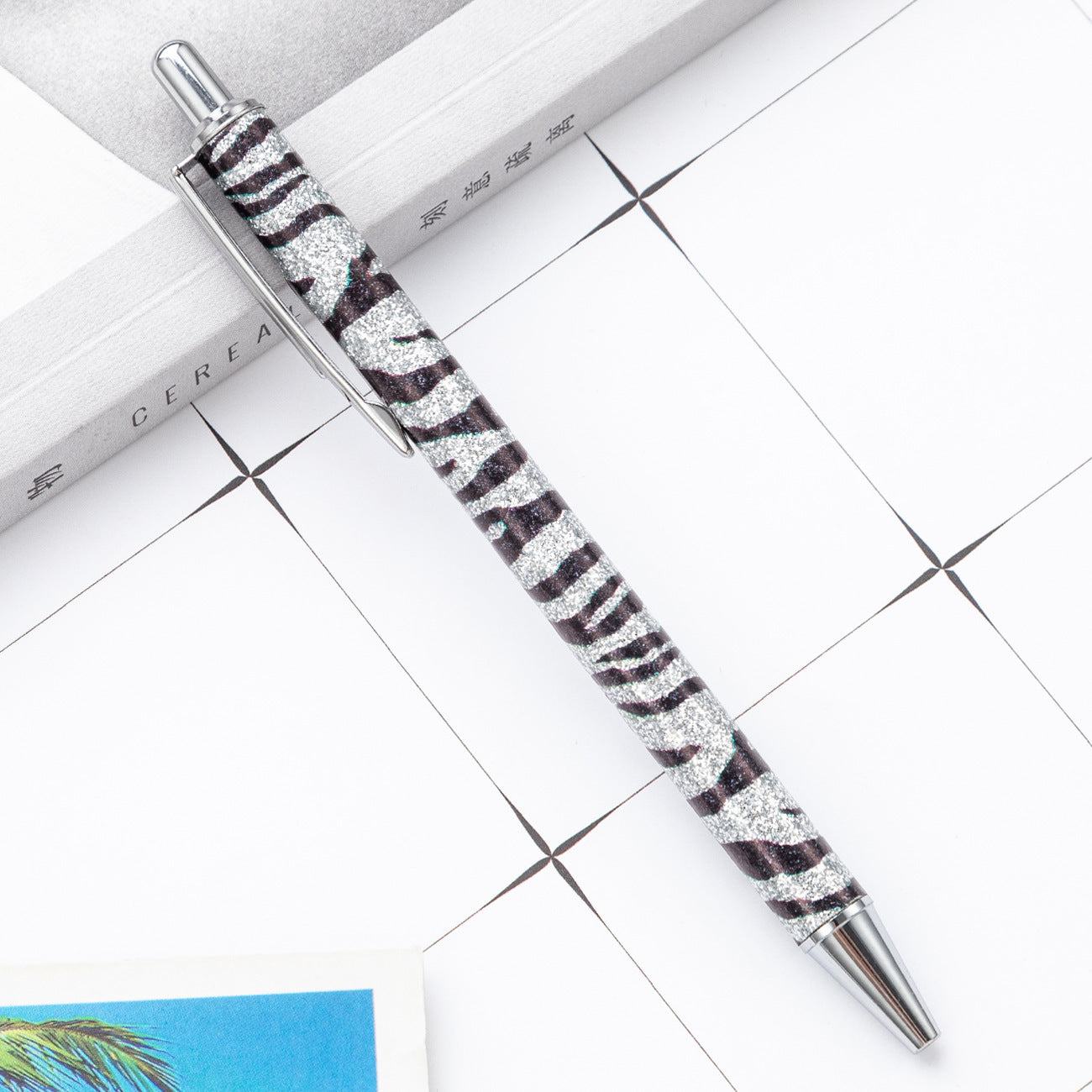 Wholesale Metal Zebra Pattern Gold Powder Bouncing Ballpoint Pen