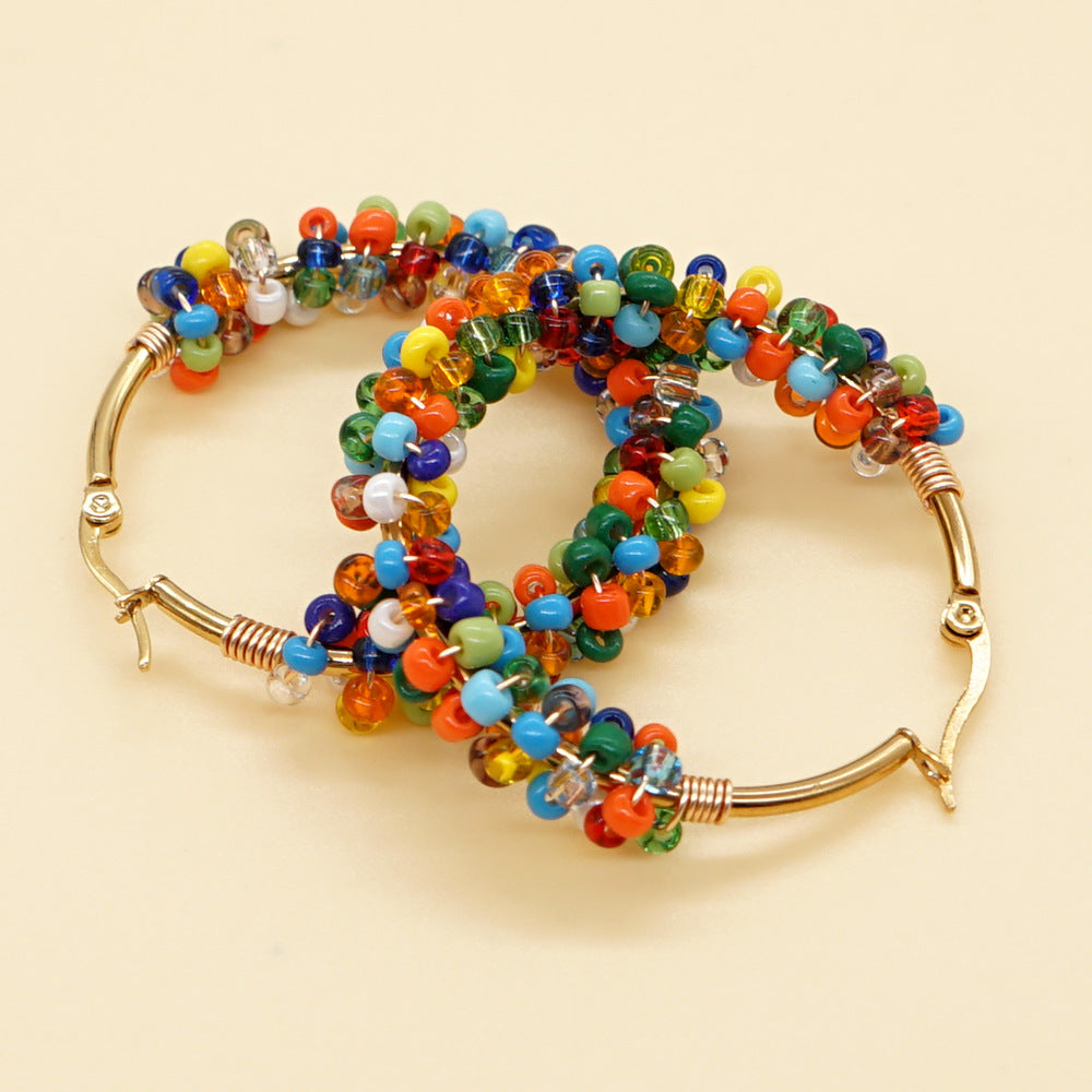 Wholesale Jewelry Ethnic Eyes Rice Beads Earrings