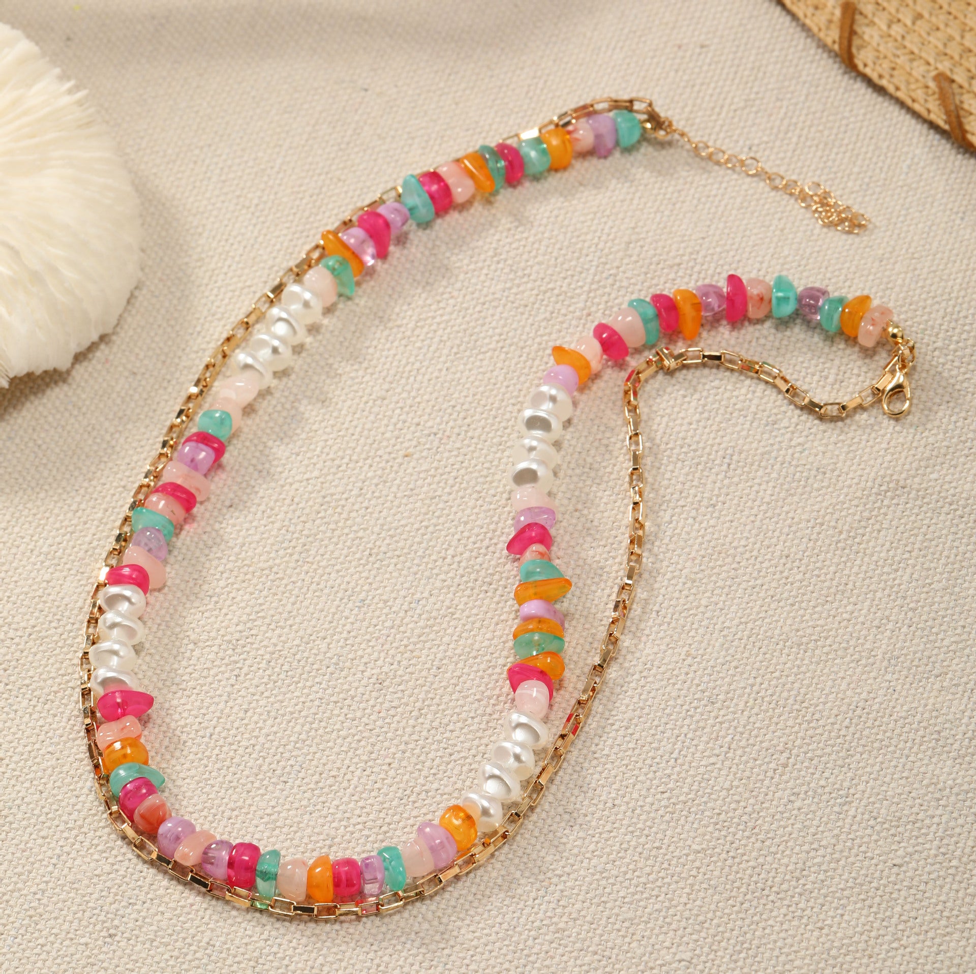 Wholesale Natural Crushed Stone Mixed Color Necklaces