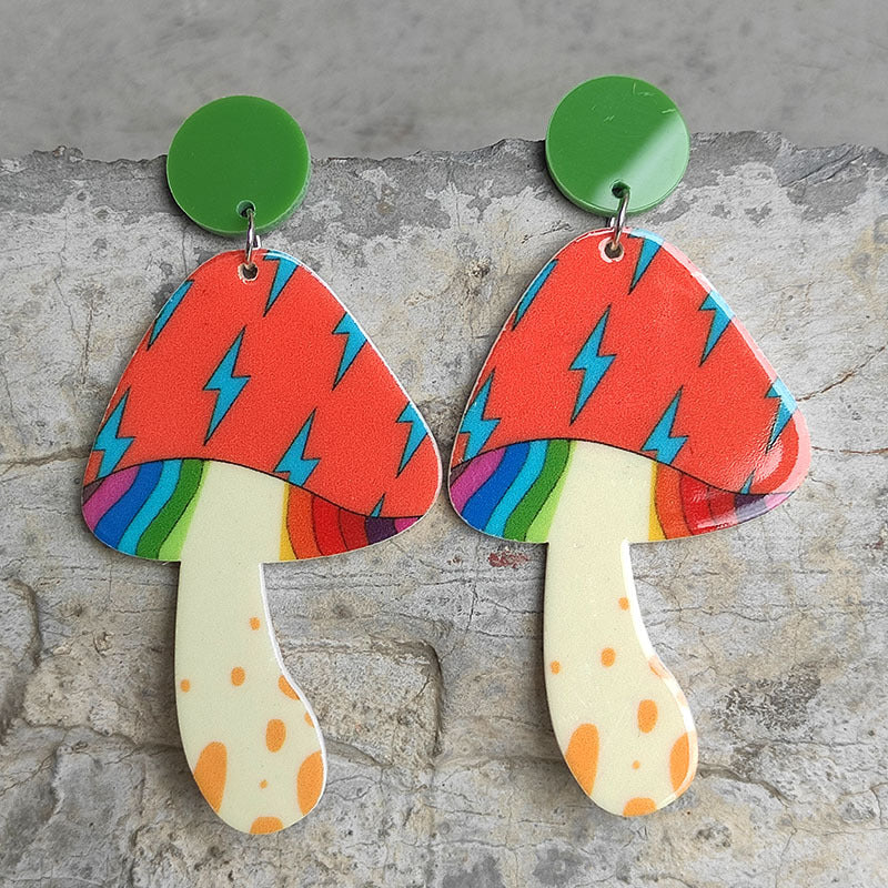 Wholesale 2 Pairs/Pack Vintage Mushroom Acrylic Earrings