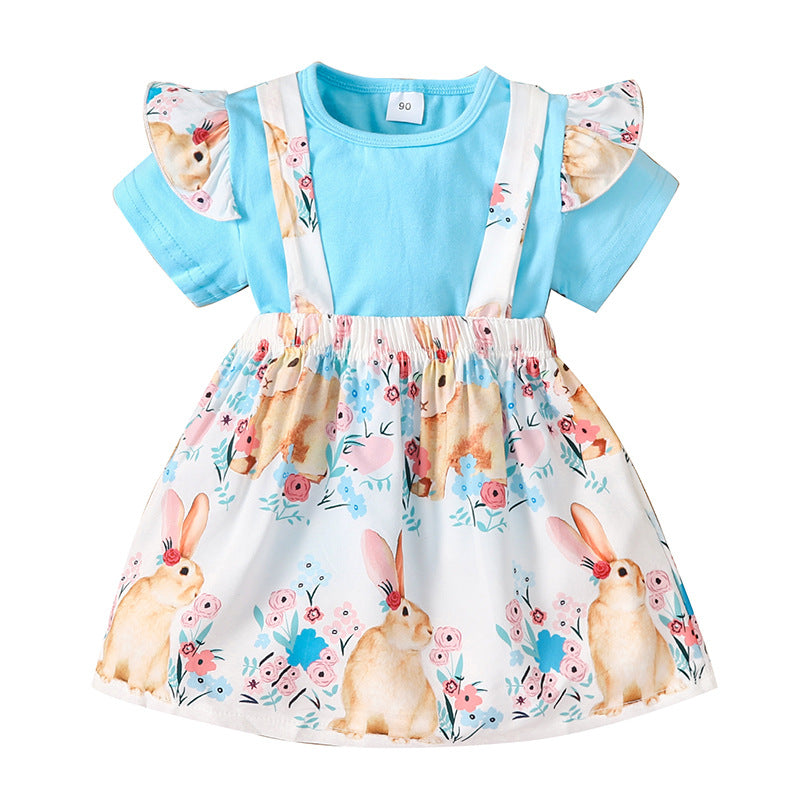 Wholesale Girls Easter Pure Color Cotton Bib Dress Baby Clothes