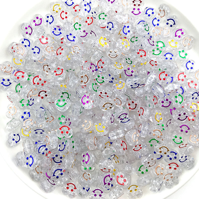 Al por mayor 100pcs/paquete Star Heart Smiley acrílico Beeds 1cm Bracelet Accesorios