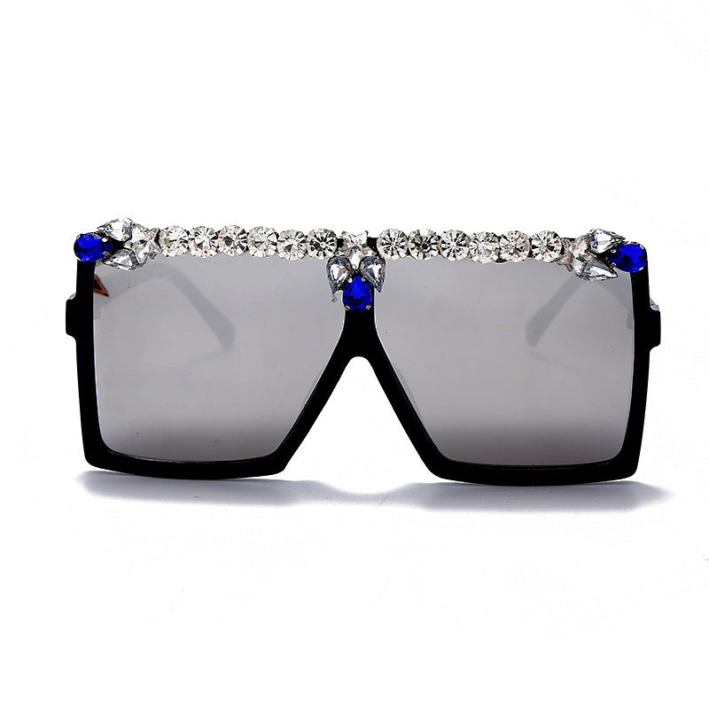 Wholesale Diamond Inlaid Square Large Frame PC Sunglasses