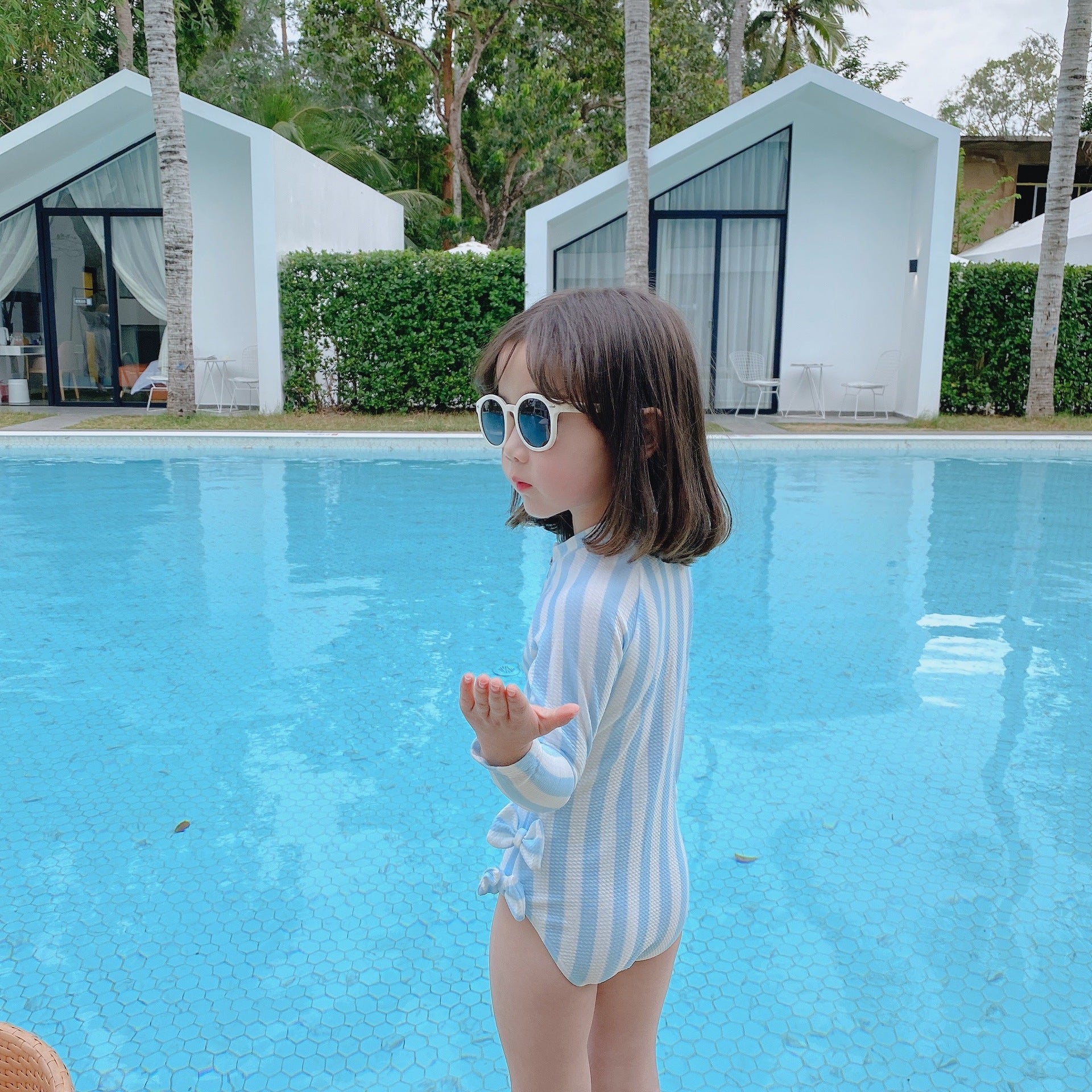 Wholesale Navy Polyester Kids Swimwear