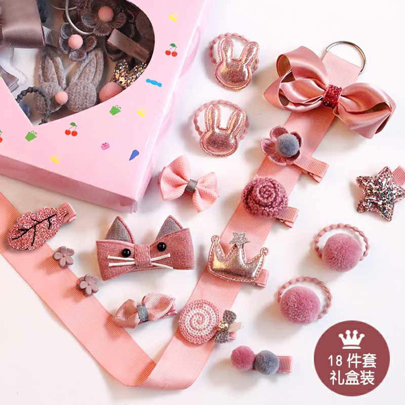 Wholesale 18-piece Set of Cute Fabric Hair Clips for Children