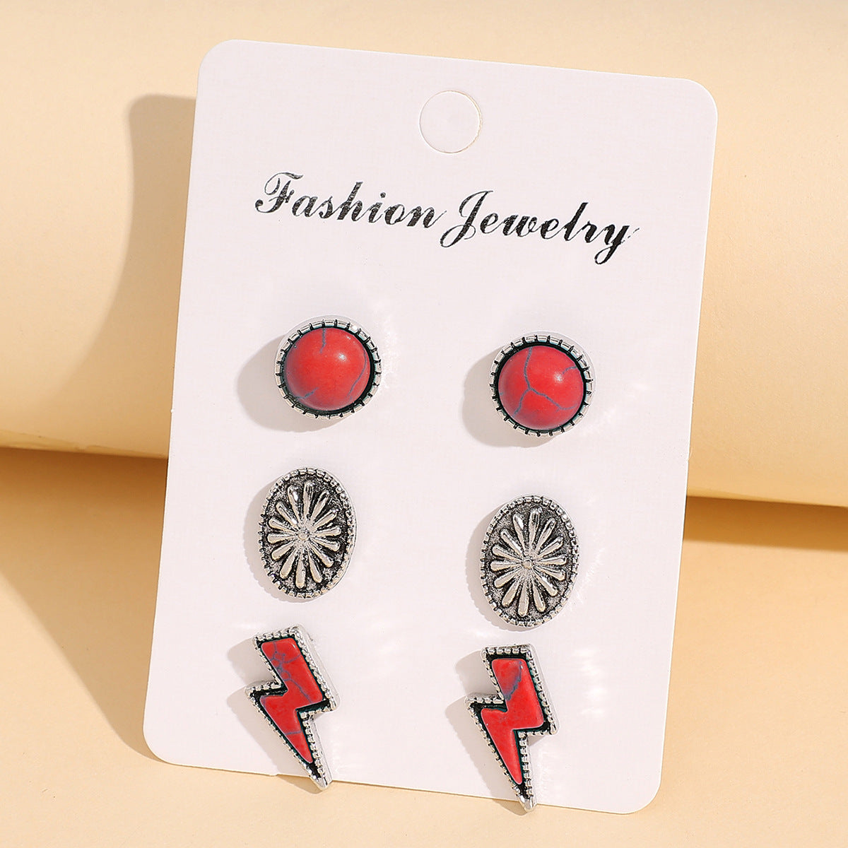 Wholesale Bohemian Turquoise Alloy Earrings Three-Piece Set