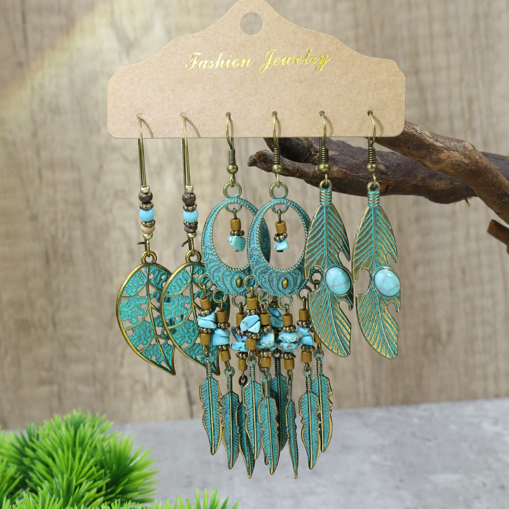 Wholesale Bohemian Vintage Three Pair Alloy Earrings