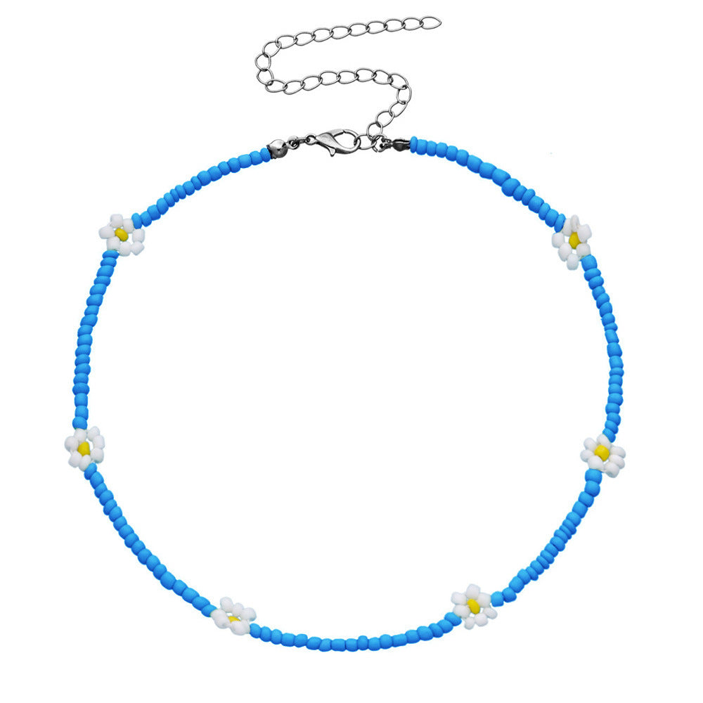 Collar de clavícula de perlas apiladas de flores bohemias al por mayor