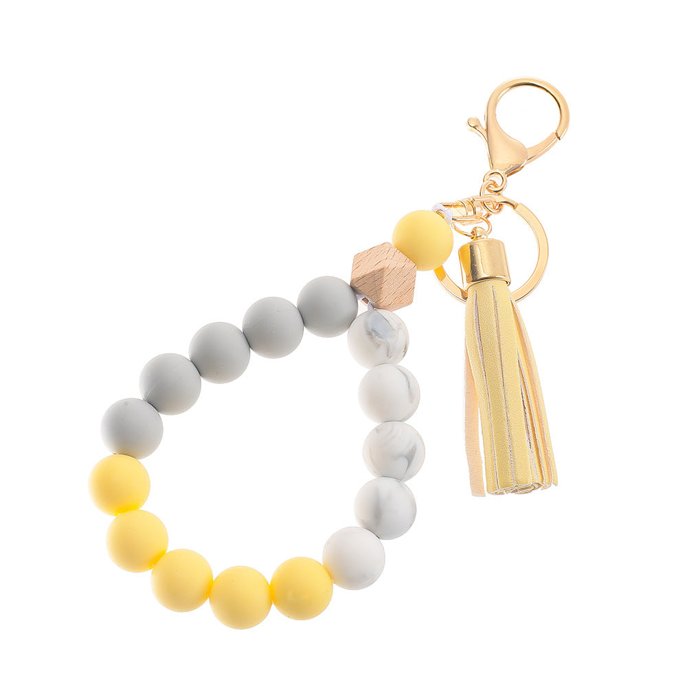 Wholesale Colorful Silicone Beaded Wrist Keychain