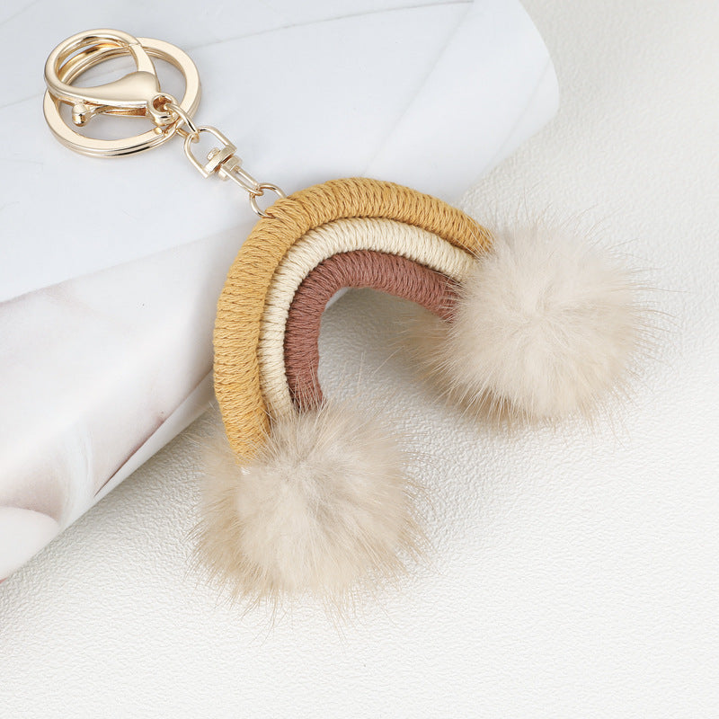 Wholesale Hair Ball Rainbow Cloud Car Keychains