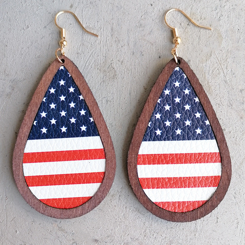 Wholesale 3Pairs/Pack Independence Day Leather Earrings