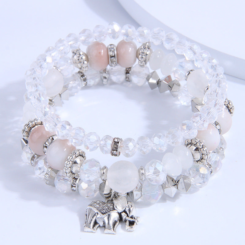 Venta al por mayor Pulsera de aleación de cuentas de vidrio multicapa