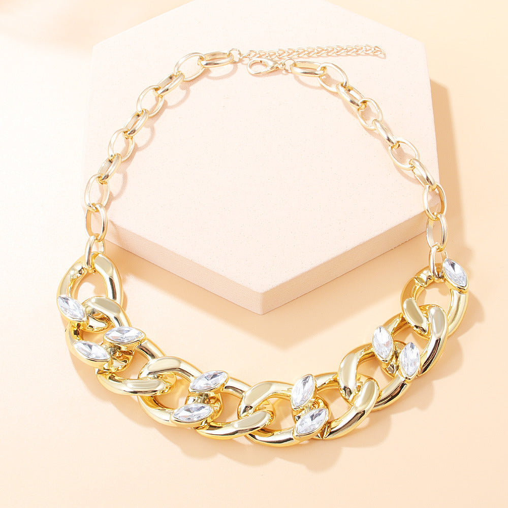 Collar de acrílico de mosaico de diamantes de joyería al por mayor