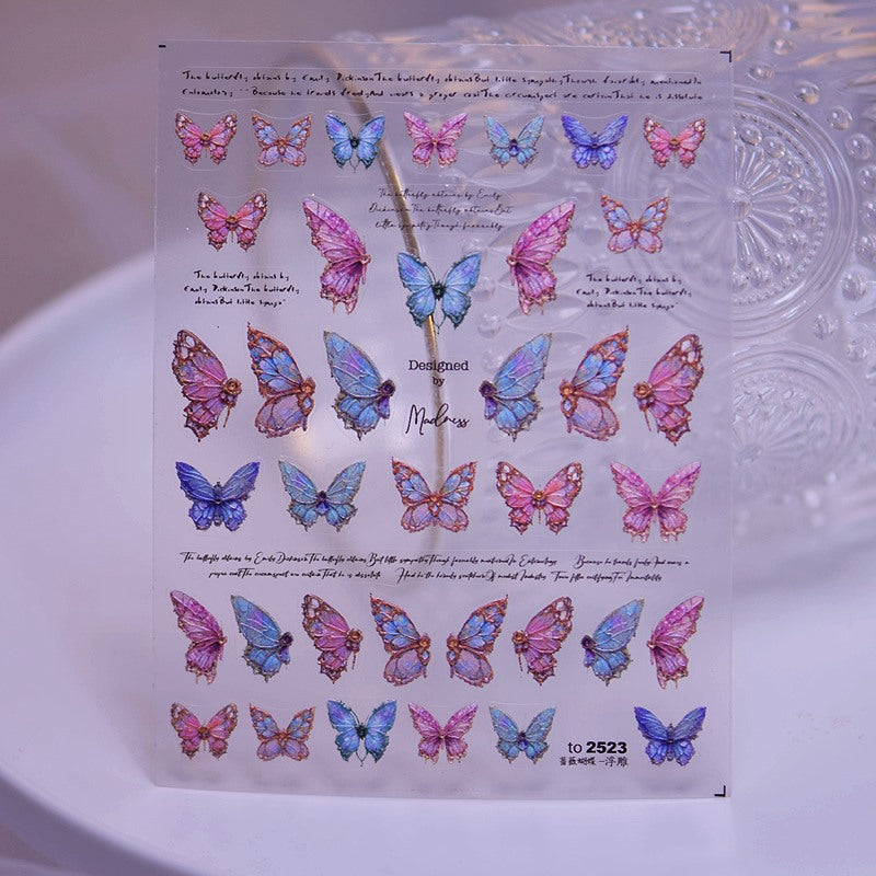 Wholesale 3D Stereo Embossed Rose Butterfly Sticker Nail Material Kit