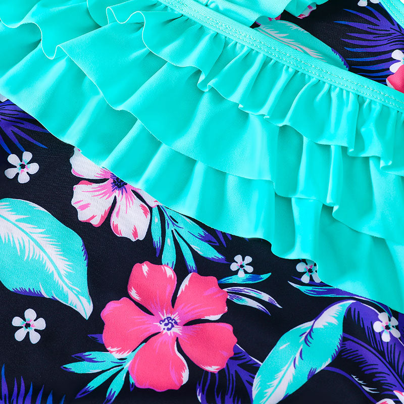 Wholesale Girls Ruffled One Piece Polyester Swimwear