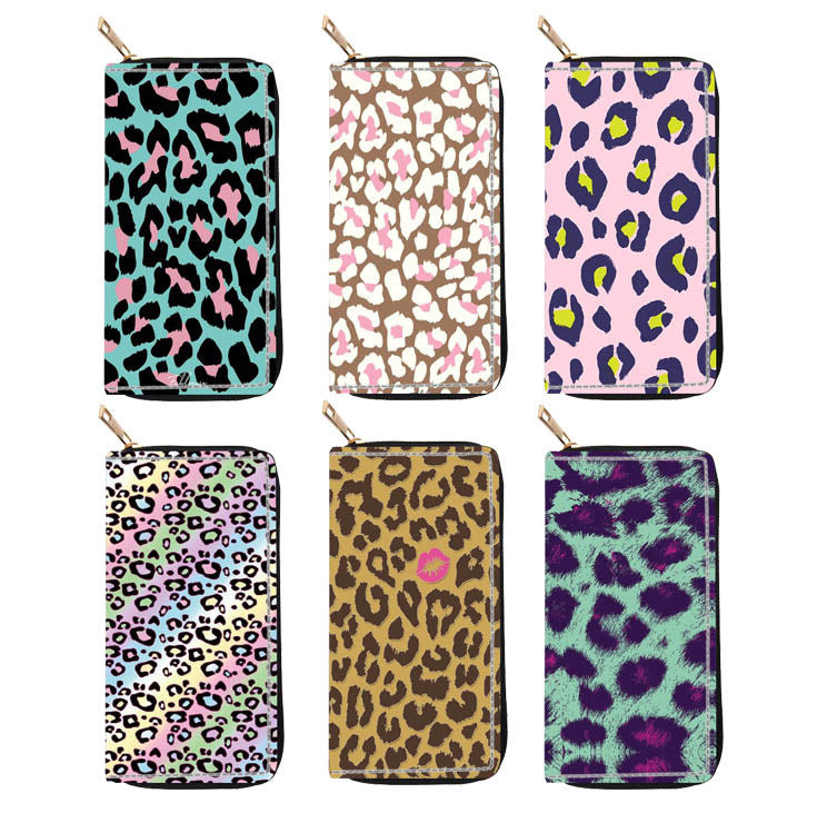 Wholesale Colorful Snake Leopard Pattern Long PU Zipper Wallet