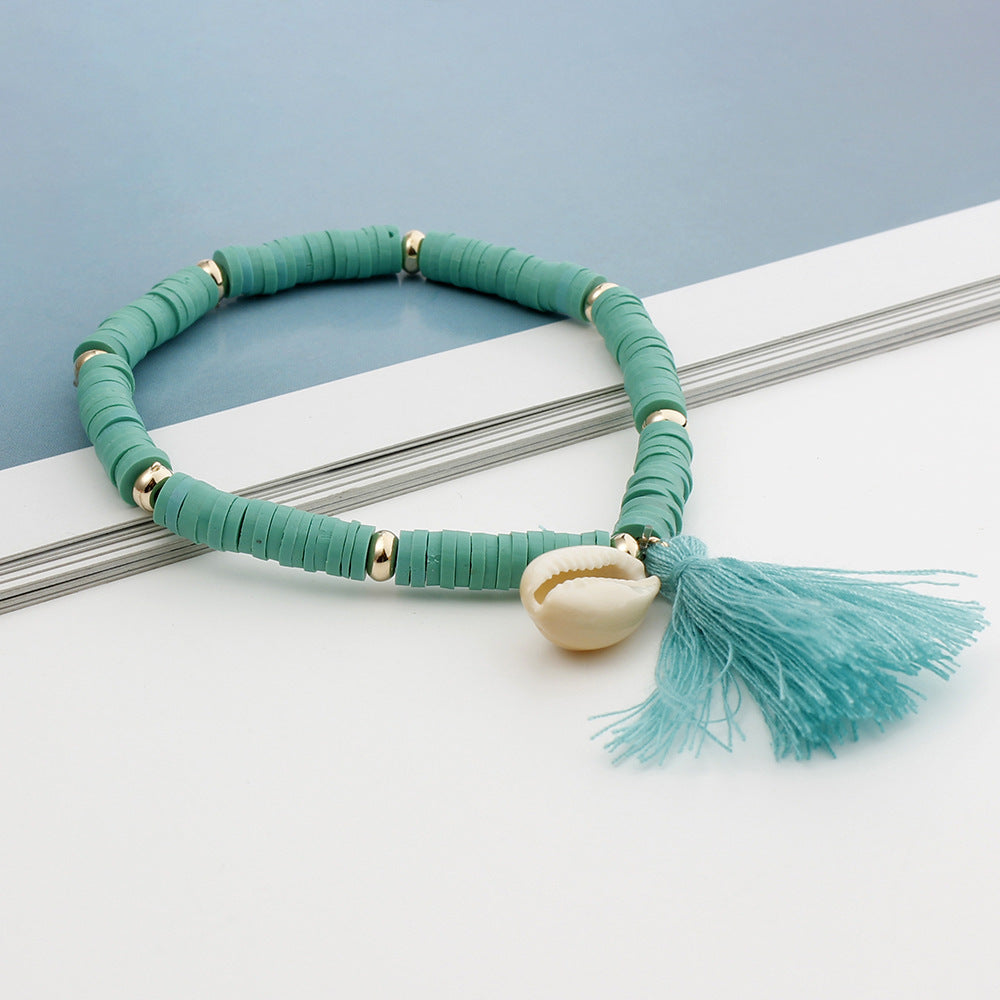 Wholesale Colorful Soft Pottery Shell Tassel Bracelet