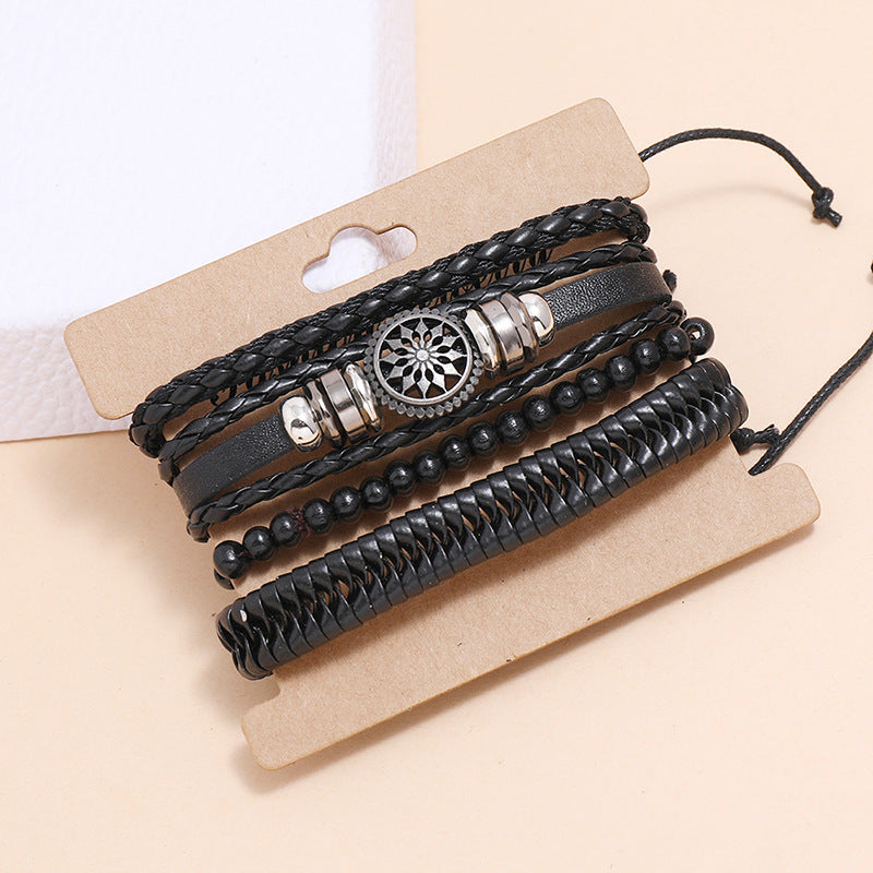 Wholesale Vintage Men's Leather Bracelet Set of 4