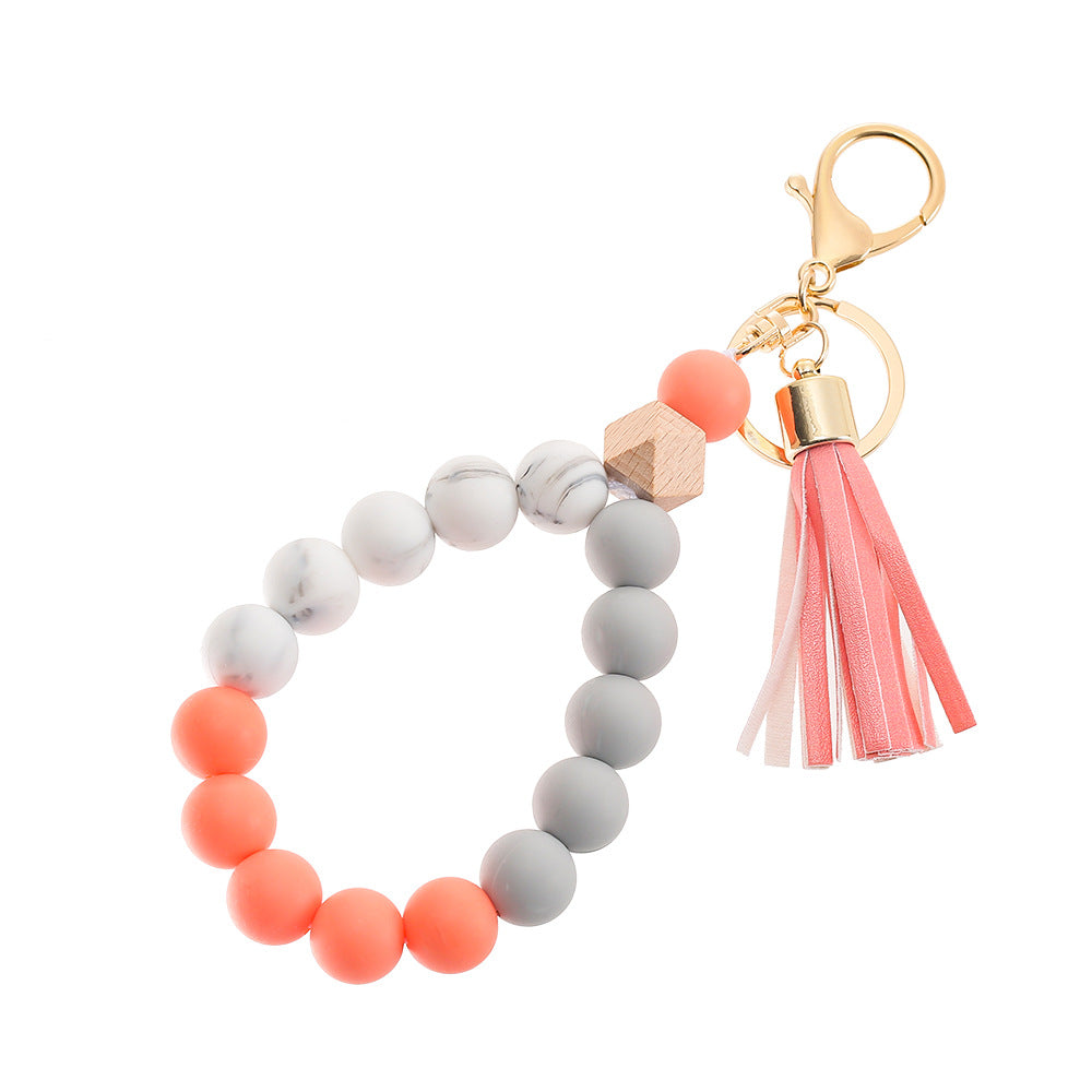Wholesale Colorful Silicone Beaded Wrist Keychain