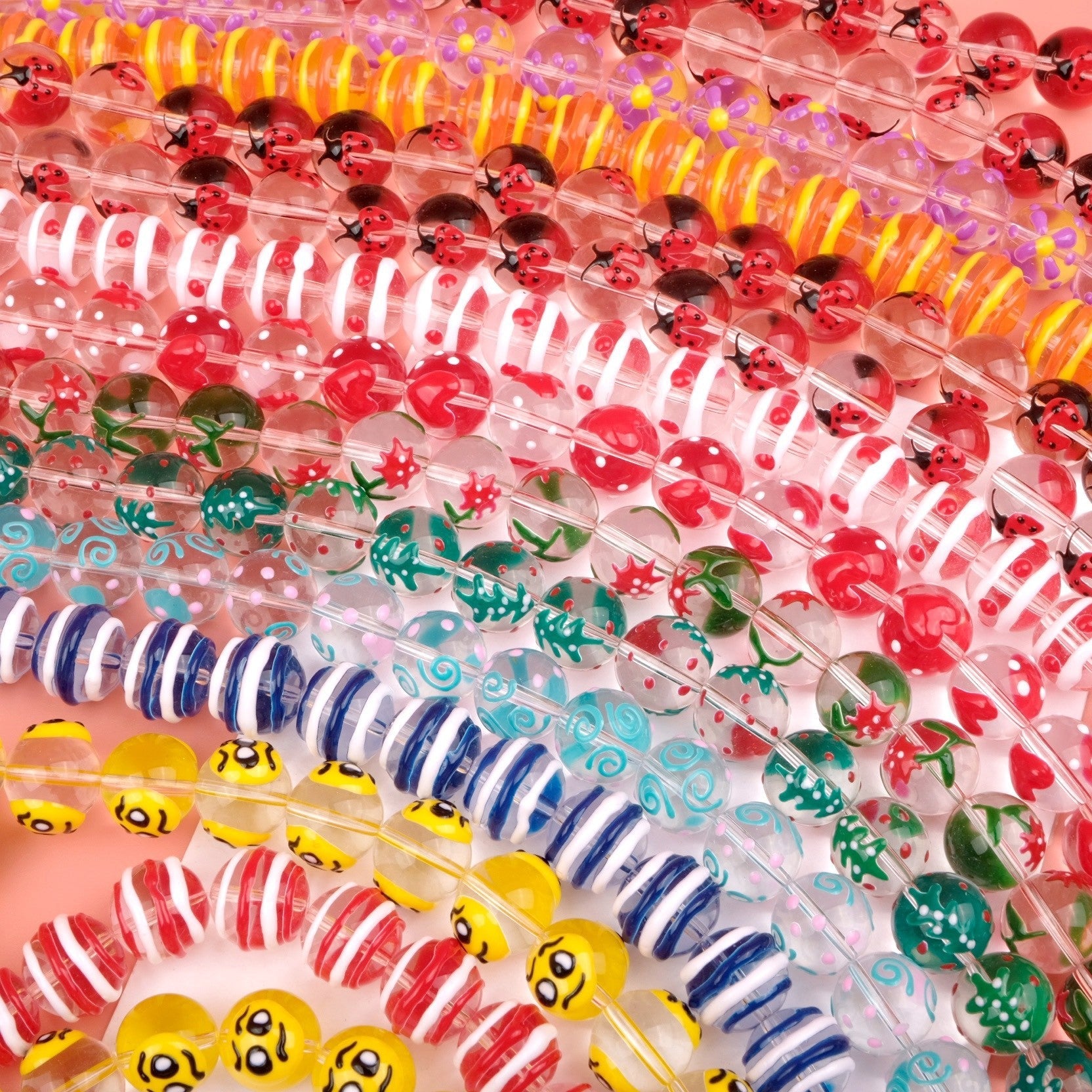 Cuentas de accesorios de joyería DIY de vidrio de dibujos animados de 12MM al por mayor