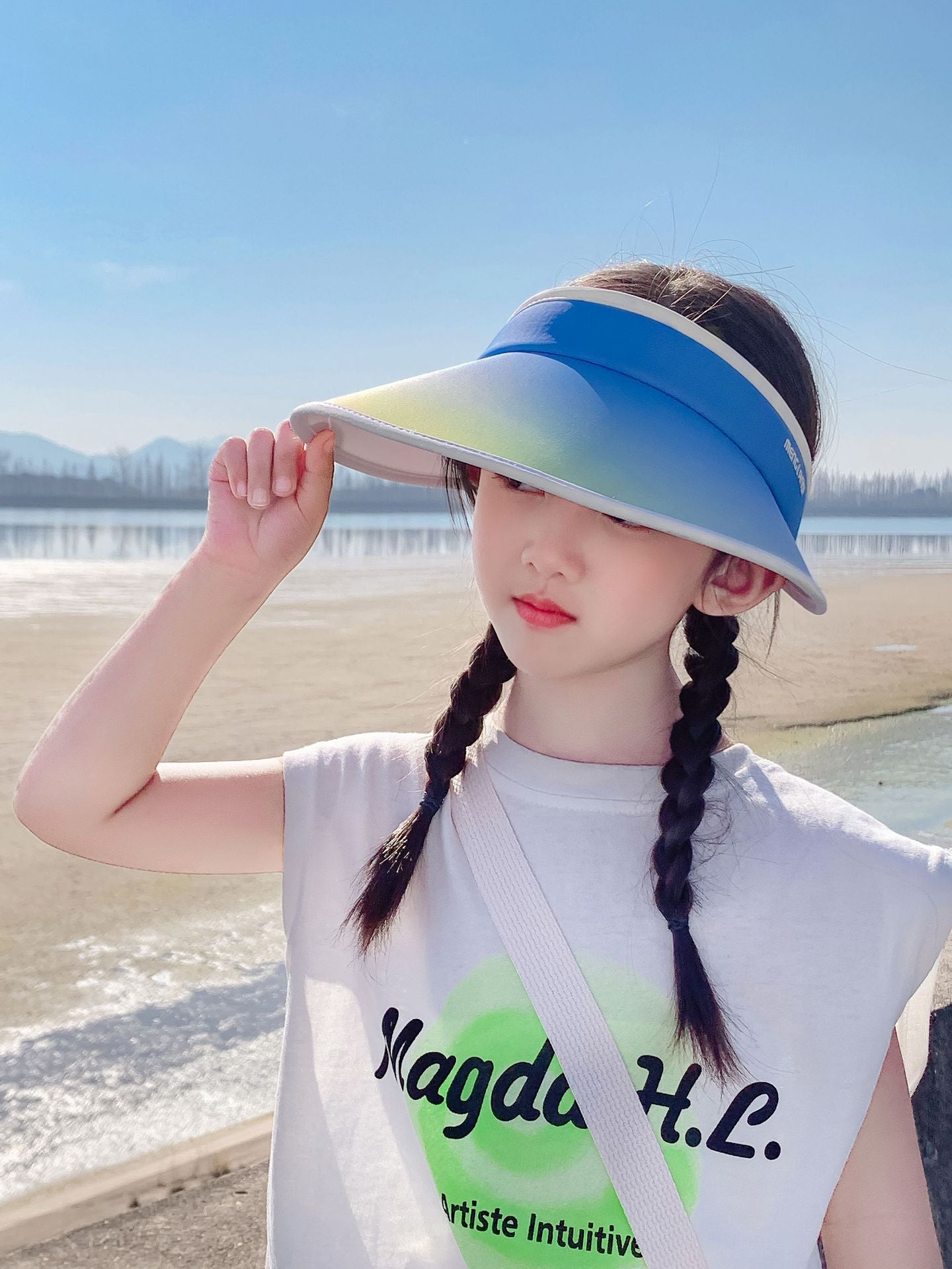 Visor de cinta de gradiente de algodón para niños al por mayor Sombrero vacío