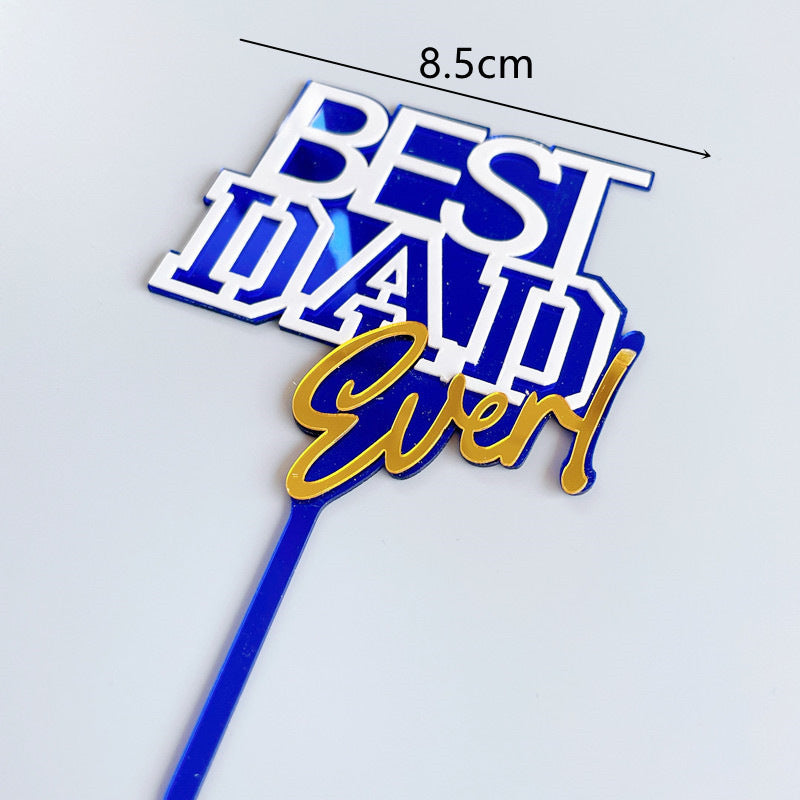Wholesale 10PCS/PACK Father's Day Happy Acrylic Cake Card Decoration