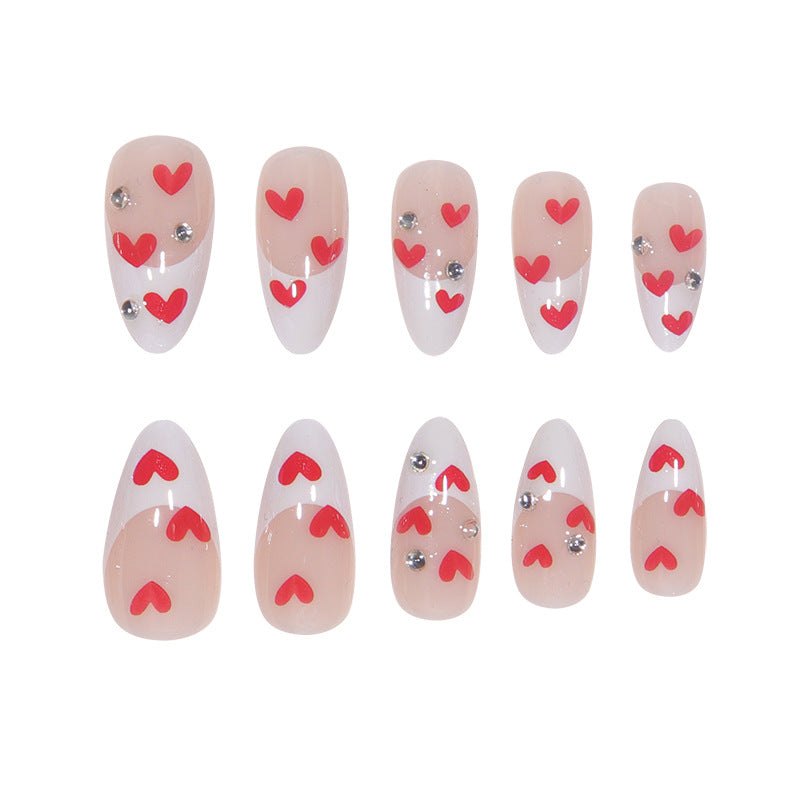 Wholesale White French Drop Rhinestone Love Nail Stickers
