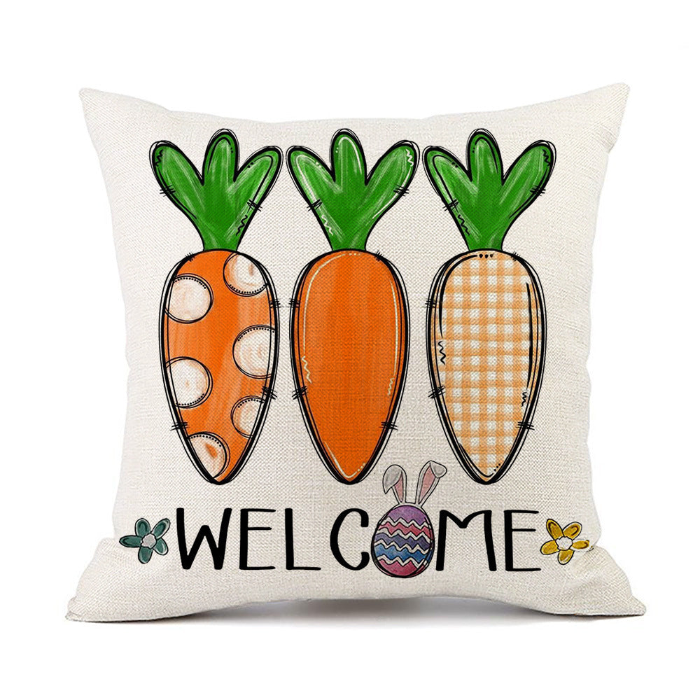 Comercio al por mayor Pascua camión huevo conejito impresión lino tiro funda de almohada