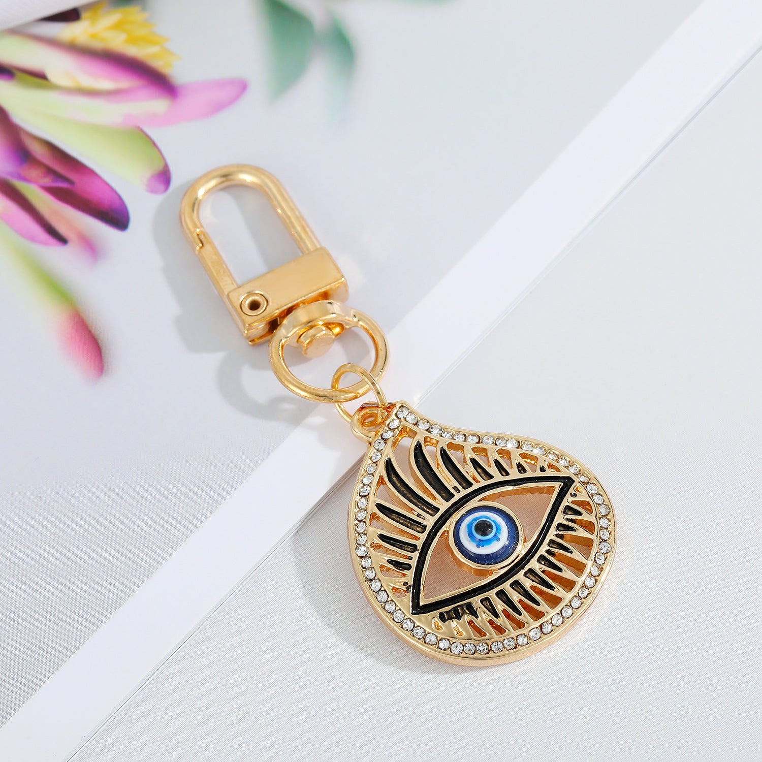 Wholesale 5PCS Devil Eye Oil Drip Keychain