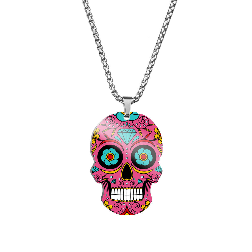 Wholesale Skull Colorful Titanium Necklace