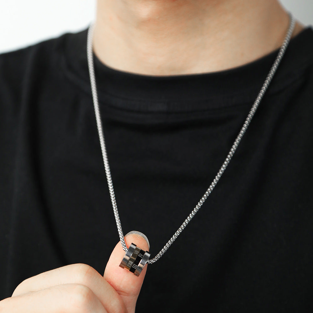 Wholesale Titanium Steel Rainbow Wheel Necklace