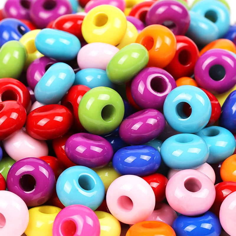 Wholesale Solid Color Color Flat Round Plastic Beads 100pcs