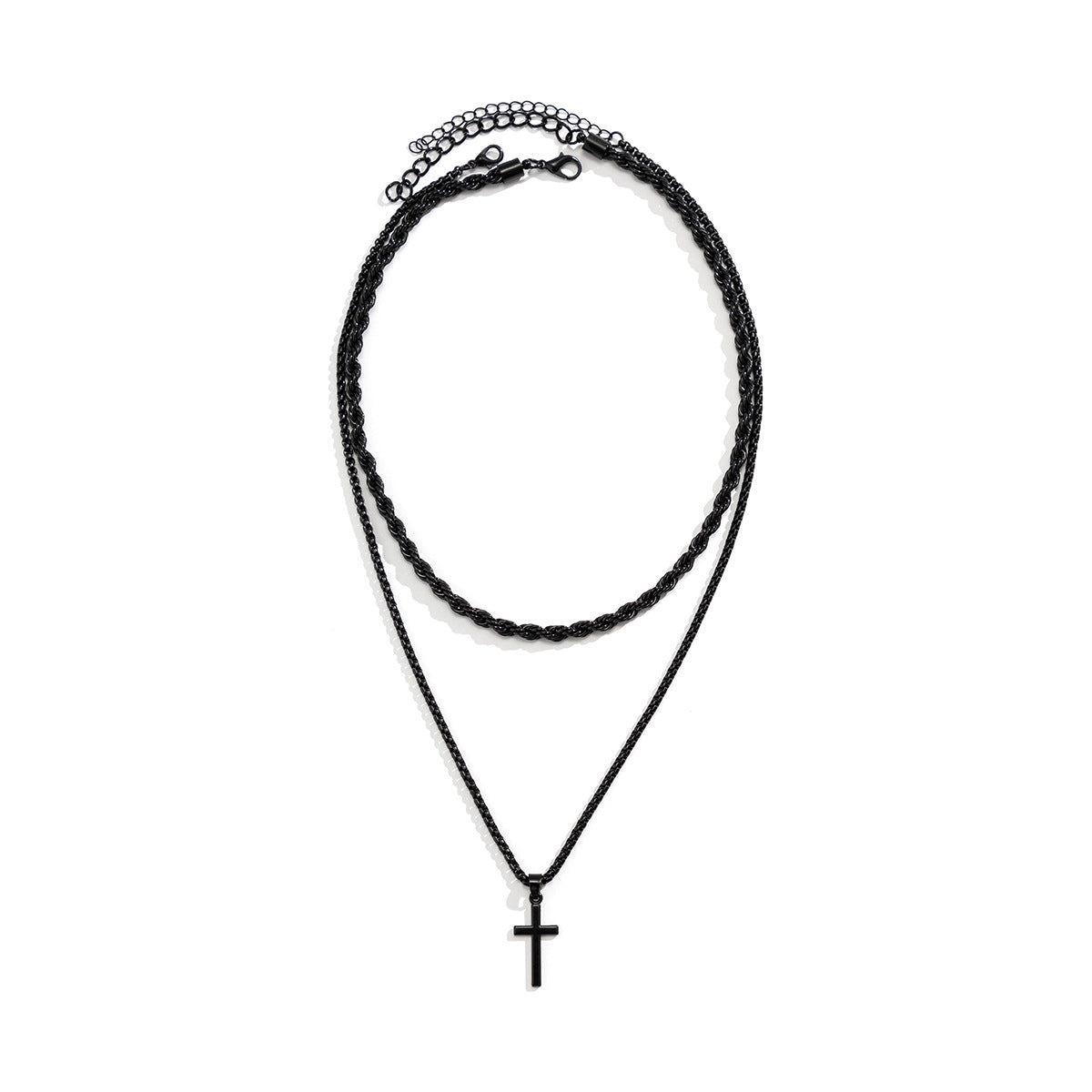 Wholesale Double Stacked Cross Alloy Necklace