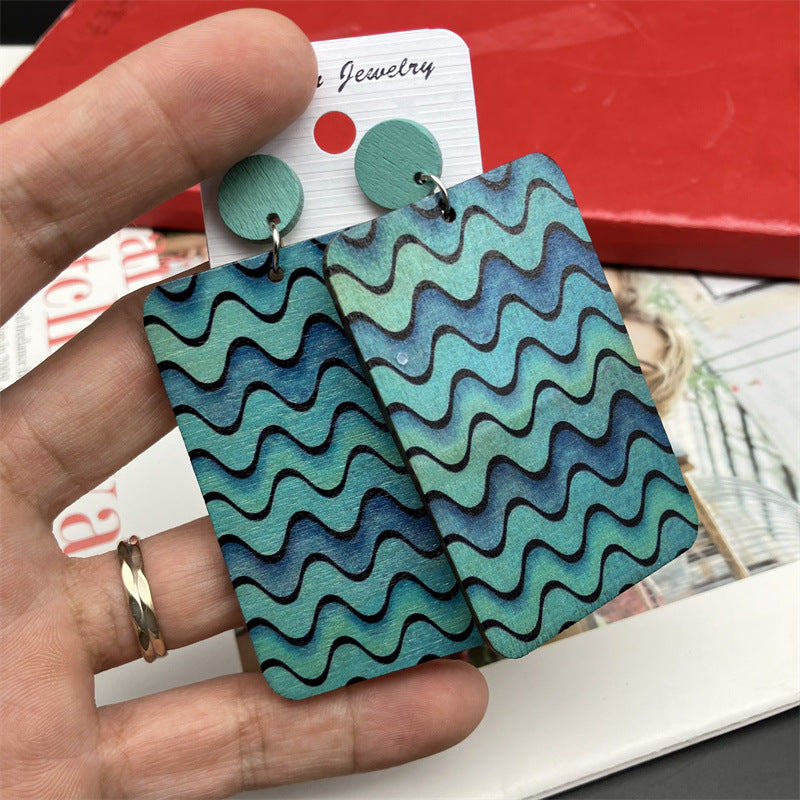 Wholesale Rectangular Wood Earrings