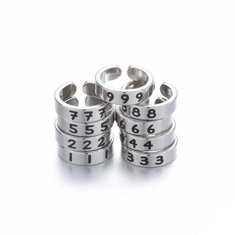 Wholesale Lucky Angel Numbers Stainless Steel Rings