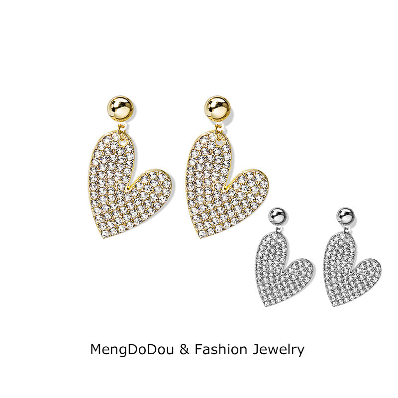 Wholesale Diamond Heart Alloy Ear Studs