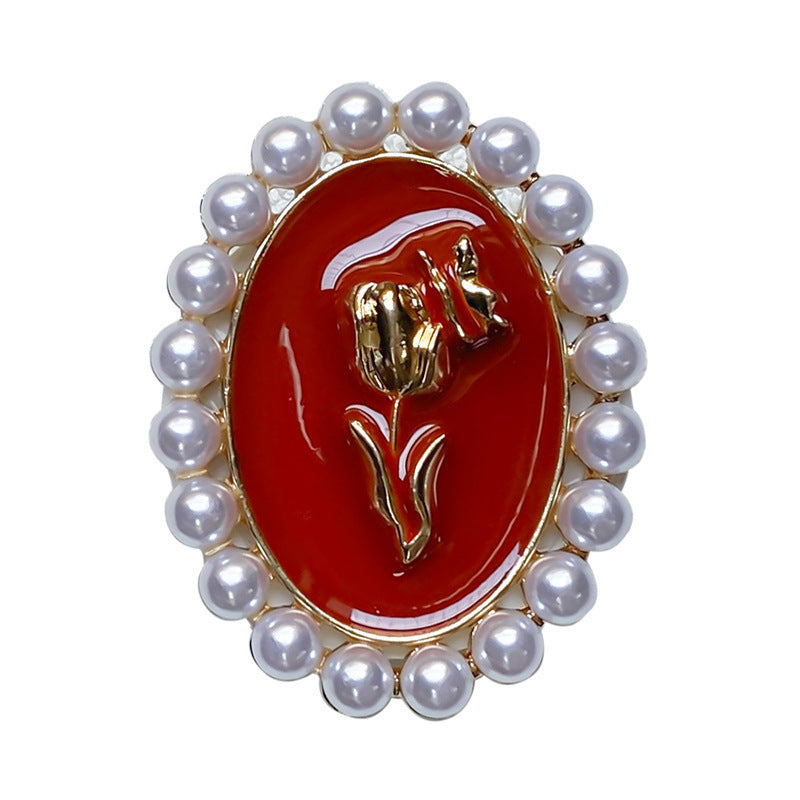 Wholesale Metal Pearl Oval Rose Flower Airbag Mobile Phone Holder