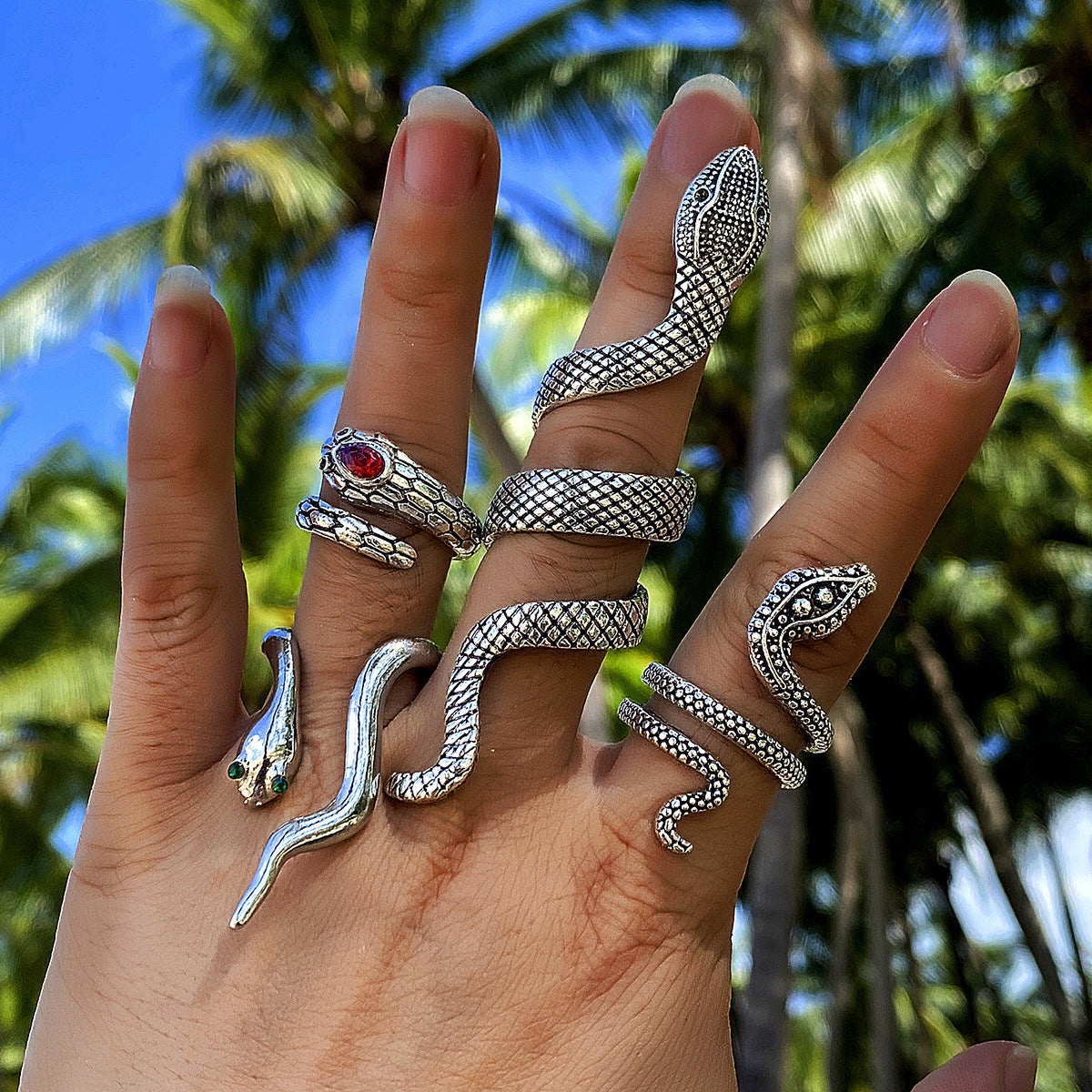 Wholesale Punk Snake Vintage Four-Piece Set Alloy Ring