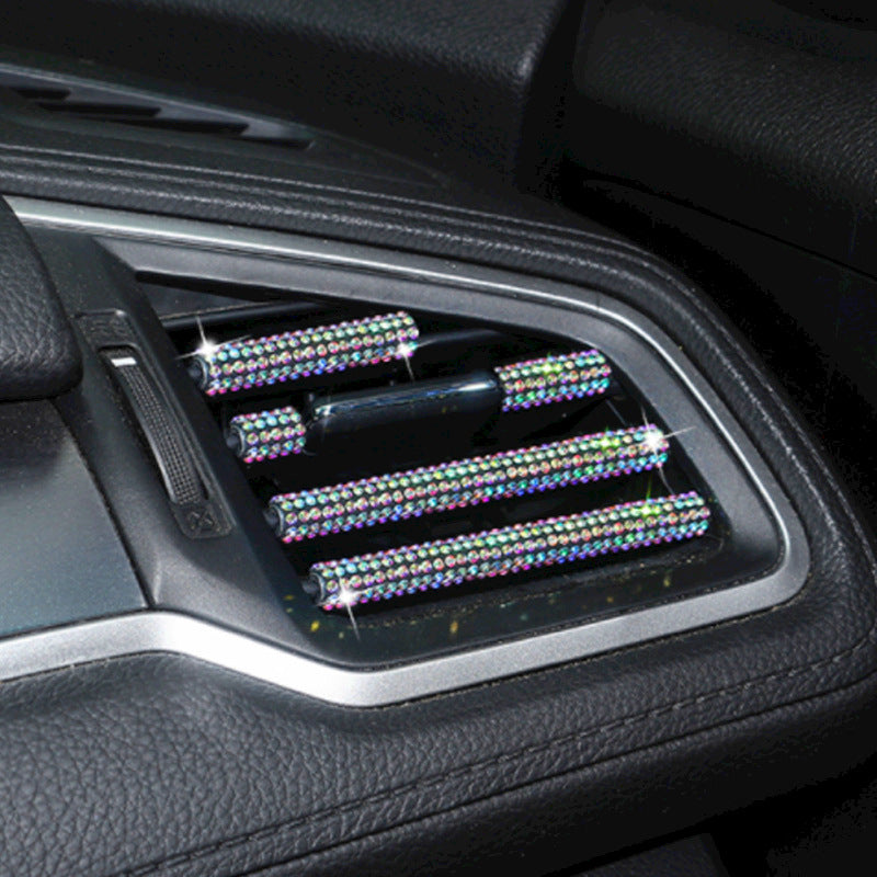 Venta al por mayor, 5 uds., tira decorativa de ventilación de aire de diamante para coche