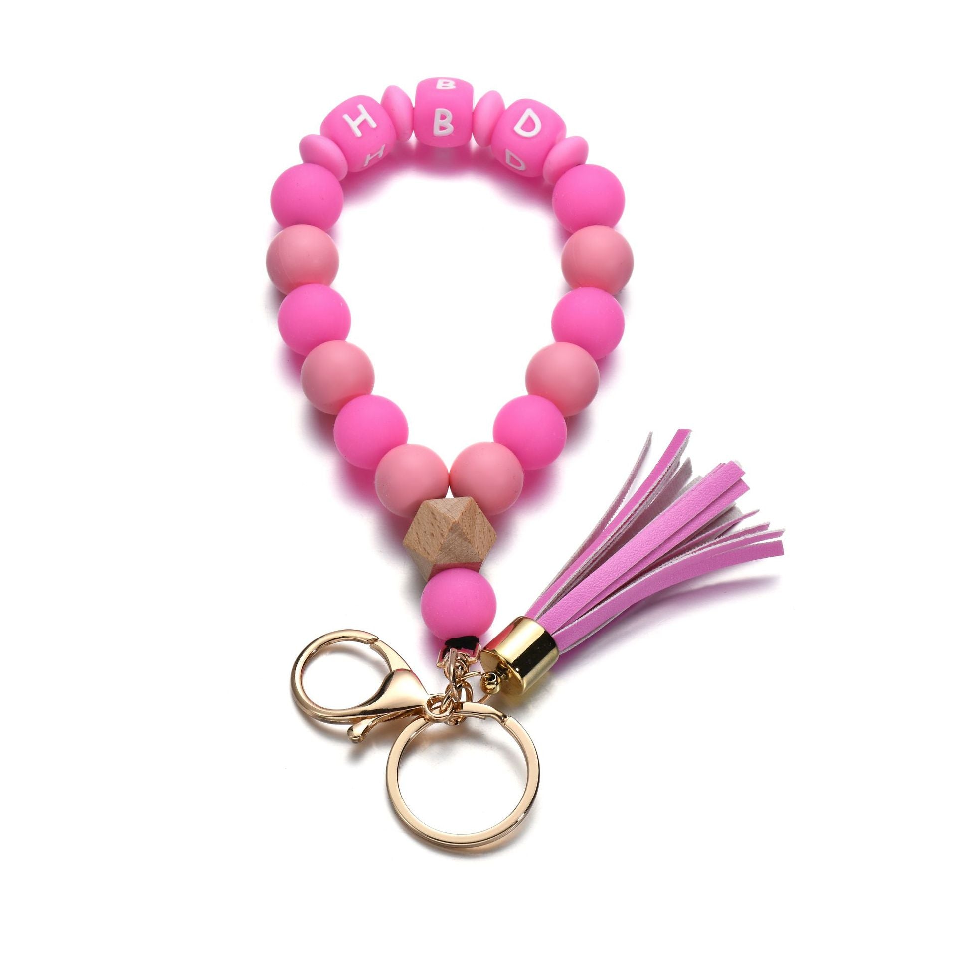 Wholesale Luminous Color Silicone Beaded Wrist Keychain