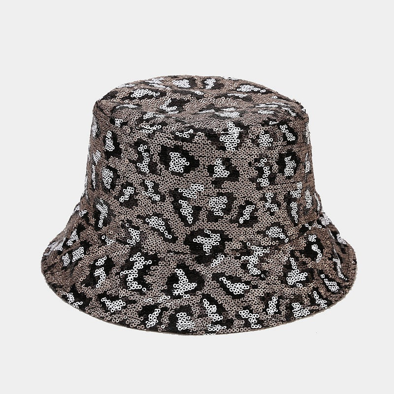 Wholesale Cotton Polyester Sequin Leopard Pattern Bucket Hat
