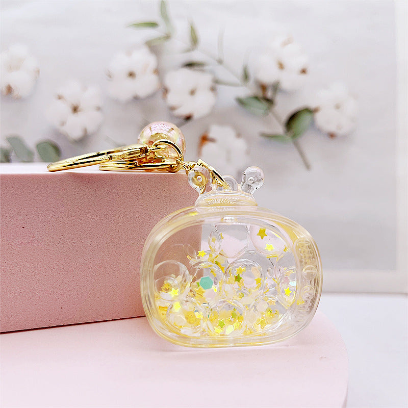 Comercio al por mayor acrílico transparente líquido arenas movedizas llavero creativo