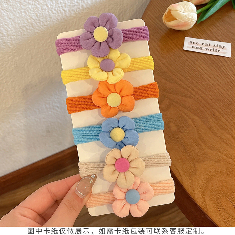 Wholesale Kids Bow Knot Flower Cloth Hair Scrunchies 6pcs/Set