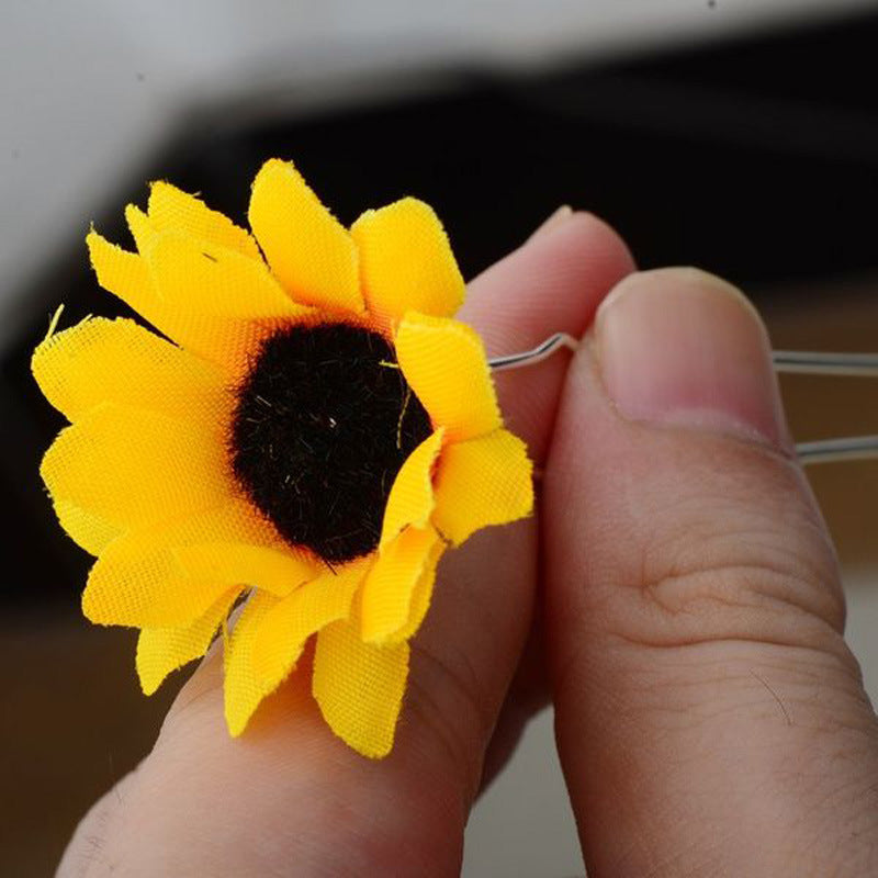 Wholesale Silk Cloth Imitation Sunflower Pin U-shaped Hair Fork