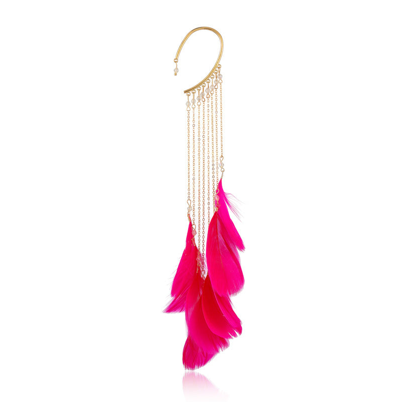 Wholesale Exaggerated White Feather Alloy Earrings