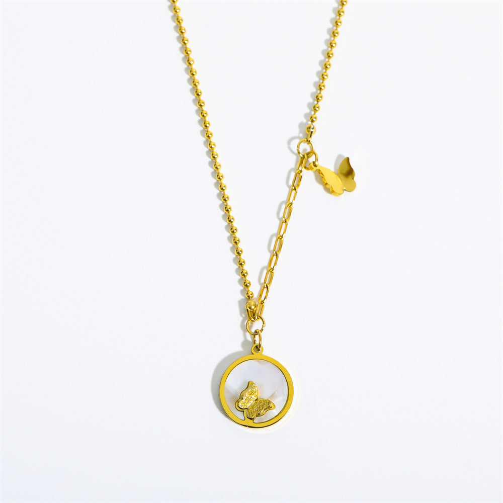 Wholesale Three-dimensional Butterfly Stainless Steel Sweater Necklace