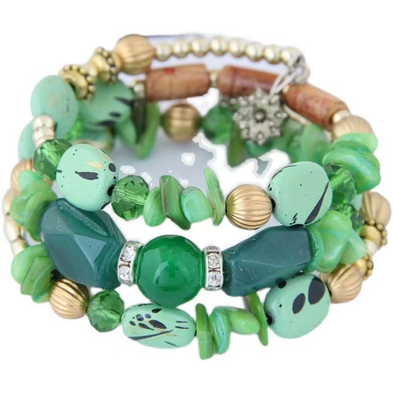 Brazalete de aleación de cristal turquesa bohemio al por mayor